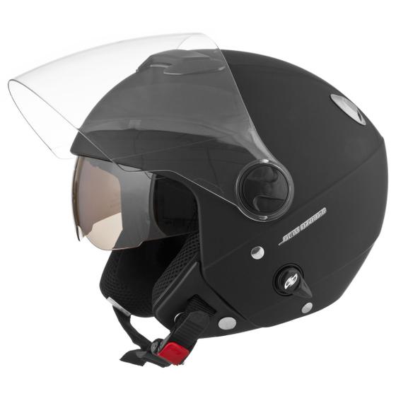 Imagem de Capacete Moto Aberto Masculino e Feminino Com Viseira Cristal + Óculos Fumê + Forro Removível Pro Tork New Atomic Solid Fosco