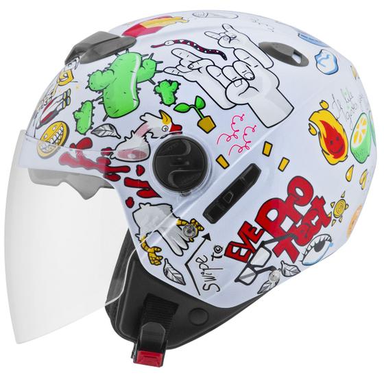 Imagem de Capacete Moto Aberto New Atomic Universe Brilhante Pro Tork Masculino Feminino Segurança Conforto