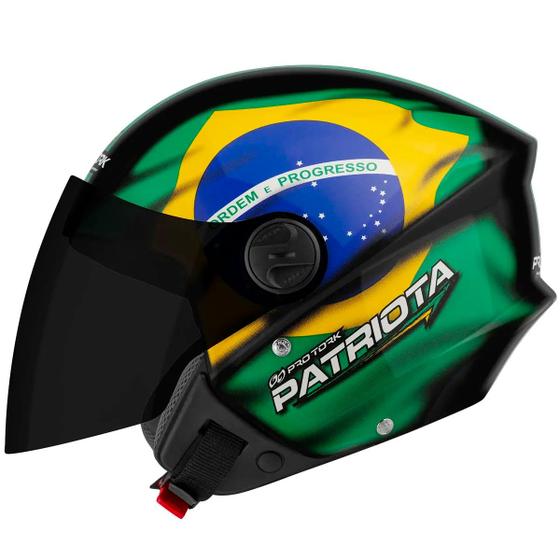 Imagem de Capacete Moto Aberto Patriota Viseira Cristal Inmetro Tamanho 56 - Pro Tork