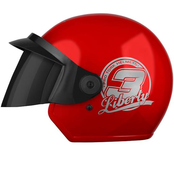 Imagem de Capacete Moto Aberto Pro Tork Liberty Three 3 Viseira Fumê