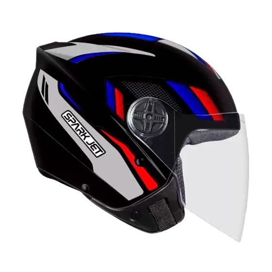 Imagem de Capacete Moto Aberto Spark jet Sting Viseira Cristal Preto c/ Prata Inmetro Tamanho - EBF