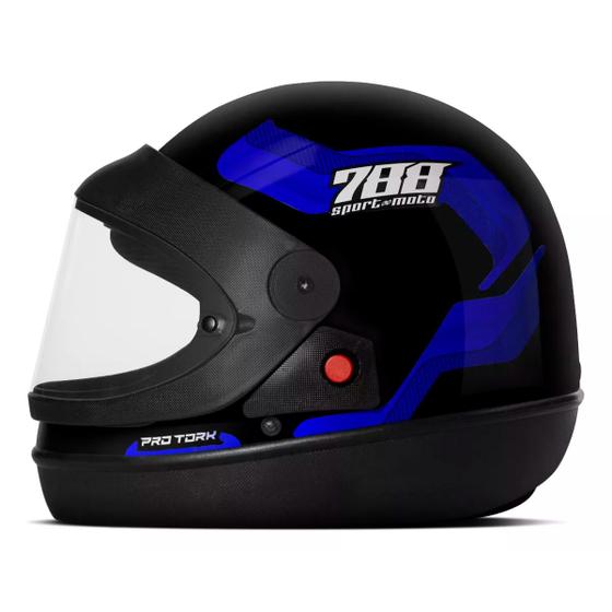 Imagem de Capacete Moto Aberto Sport Moto 788 Azul Viseira Cristal Inmetro Tamanho 60 - Pro Tork