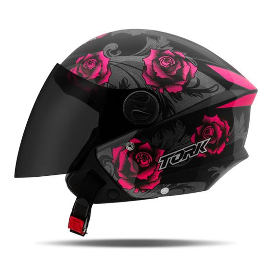 Imagem de Capacete Moto Aberto Urbano New Liberty 3 Three Flowers Brilhante Viseira Fume Pro Tork