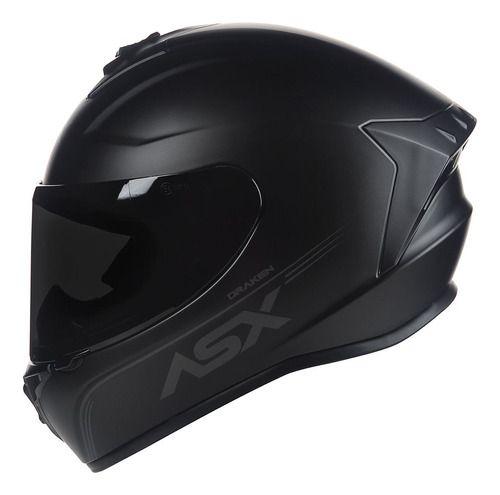 Imagem de Capacete Moto ASX Draken Preto Fosco Solid + Viseira Fumê