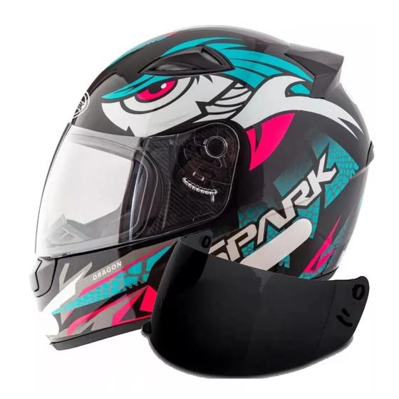 Imagem de Capacete Moto Ebf Dragon Tiffany Mais Viseira Fumê