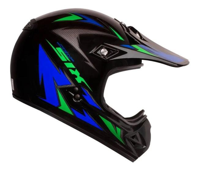 Imagem de Capacete Moto Ebf New Six Cross Muck Sem Viseira Verde/Preto 60