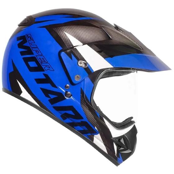 Imagem de Capacete Moto Ebf Super Motard Iron Azul/Preto 58