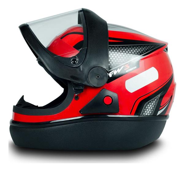 Imagem de Capacete Moto Fechado Automatic Vermelho Viseira Cristal Inmetro Tamanho 60 - FW3