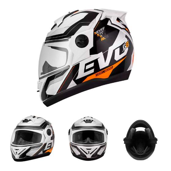 Imagem de Capacete Moto Fechado Branco G8 EVO Viseira Cristal Inmetro Tamanho 58 CAP-718BC - Pro Tork