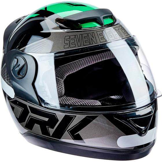 Imagem de Capacete Moto Fechado Evolution 788 G7 Viseira Cristal Preto/Verde Inmetro Tamanho 58 - Pro Tork