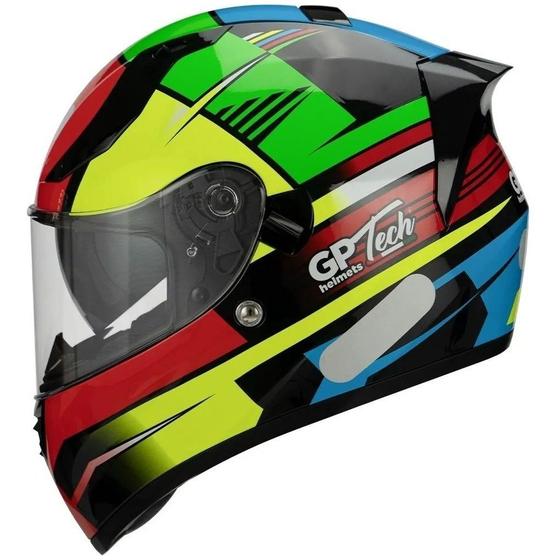 Imagem de Capacete Moto Fechado Masculino Gp Tech V128 Flag Feminino