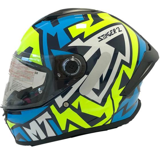 Imagem de Capacete Moto Fechado Mt Stinger 2 Meld C7 Amarelo Azul