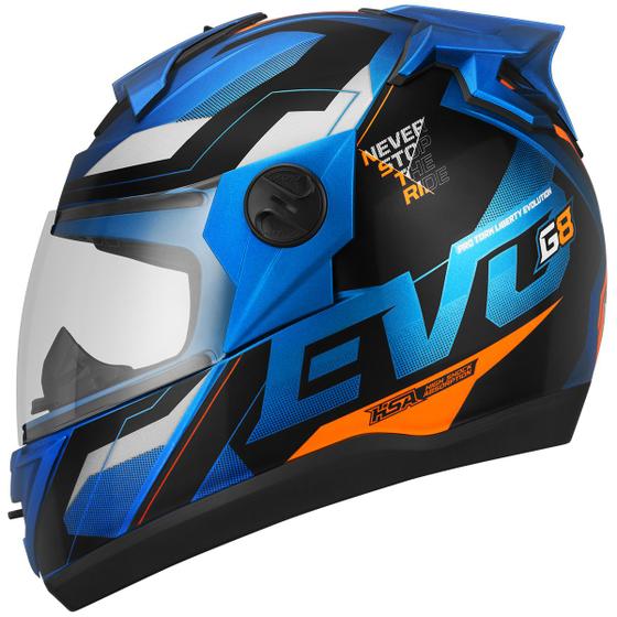 Imagem de Capacete Moto Fechado Pro Tork G8 Evo Feminino Masculino Com Narigueira Vis. Cristal 