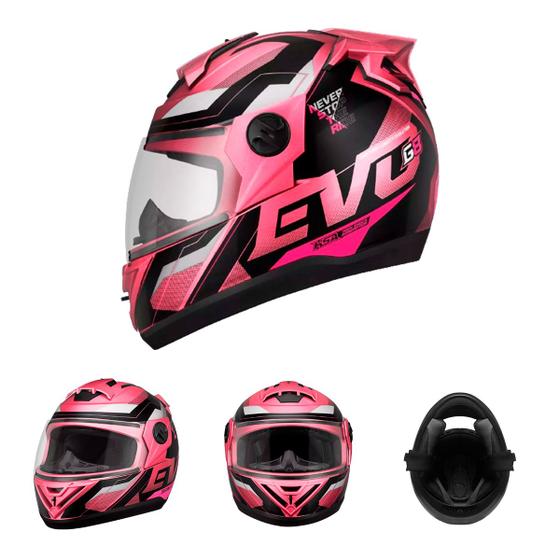 Imagem de Capacete Moto Fechado Rosa G8 EVO Viseira Cristal Inmetro Tamanho 56 58 60 62 - Pro Tork