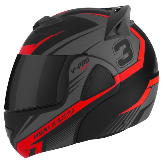 Imagem de Capacete Moto Fechado V-Pro Jet 3 Viseira Fumê Pro Tork Feminino Masculino Conforto Segurança Estilo