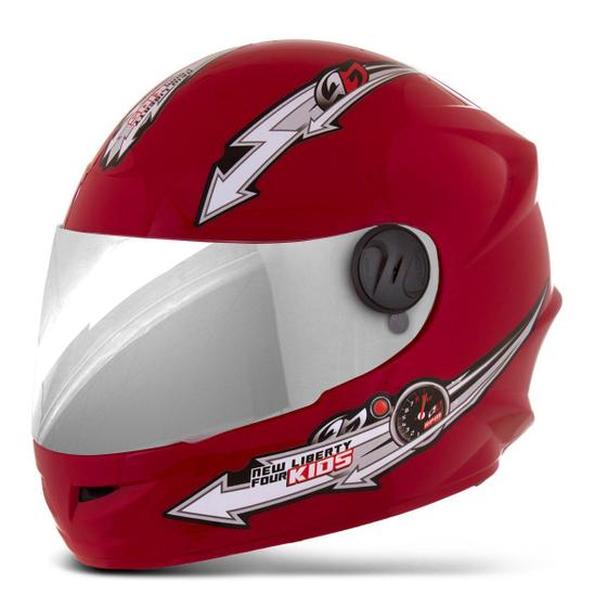 Imagem de Capacete Moto Feminino Masculino Infantil Fechado Pro Tork Liberty Four Kids Viseira Cromada