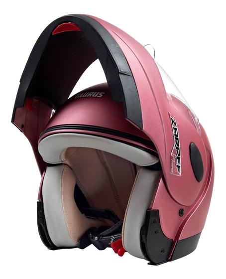 Capacete Moto Feminino Robocop Escamoteavel Zarref By Taurus Rosa Fosco ...