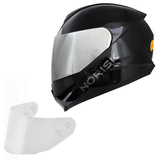 Imagem de Capacete Moto Masculino Norisk Razor Preto Viseira Prata