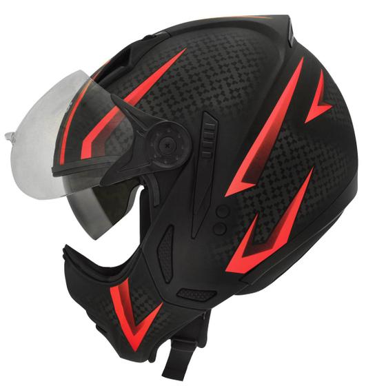 Imagem de Capacete Moto Peels Mirage Storm Preto Fosco Vermelho Com Óculos Solar