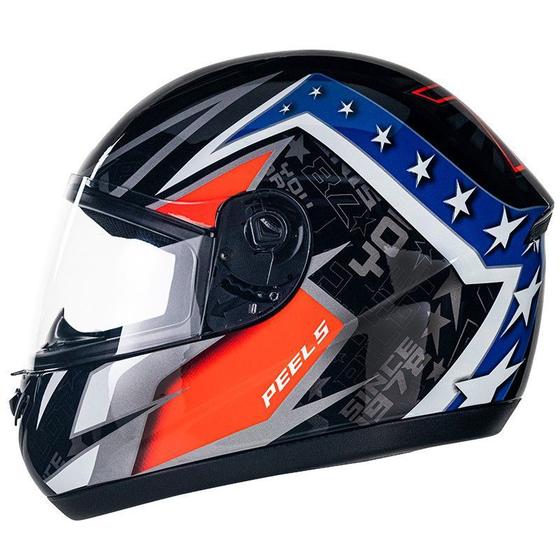 Imagem de Capacete Moto Peels Spike YOURACING Preto Azul tam 56