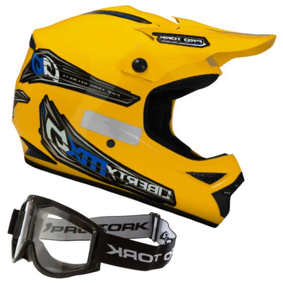 Imagem de Capacete Moto Piloto Estrada Trilha Fechado Motocross Offroad Enduro Pro Tork MX PRO + Óculos