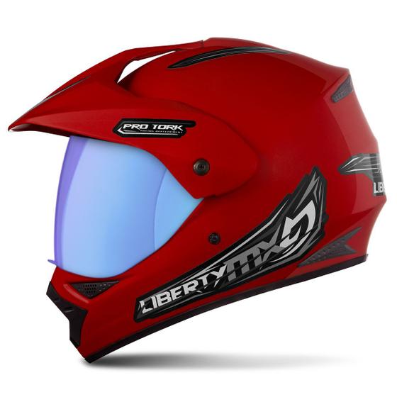 Imagem de Capacete Motocross Trilha Fechado Integral Liberty Mx Pro Vision Viseira Camaleão Pro Tork