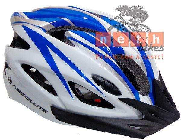 Imagem de Capacete MTB Nero Absolute Com Sinalizador Traseiro Branco/Azul