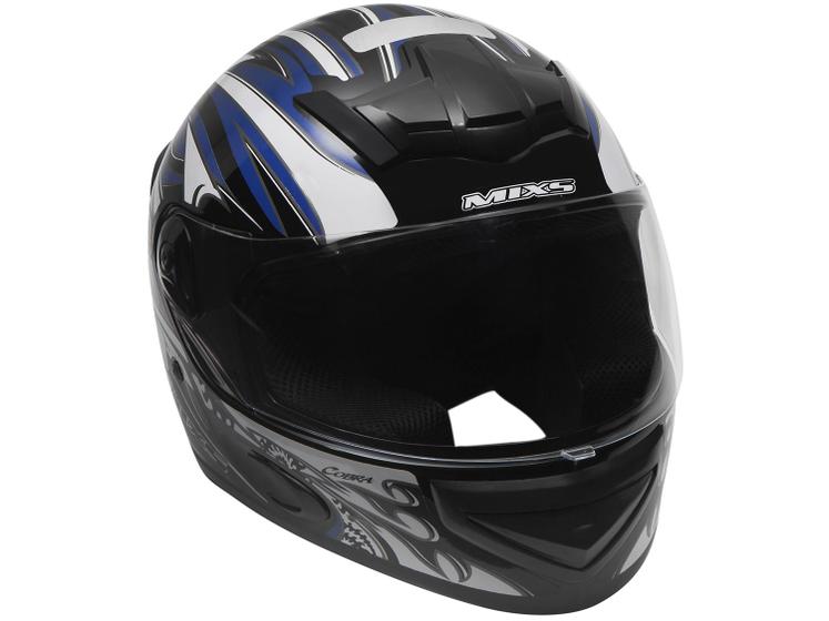 Imagem de Capacete MX Cobra Plus Mixs Preto e Azul Tamanho 58