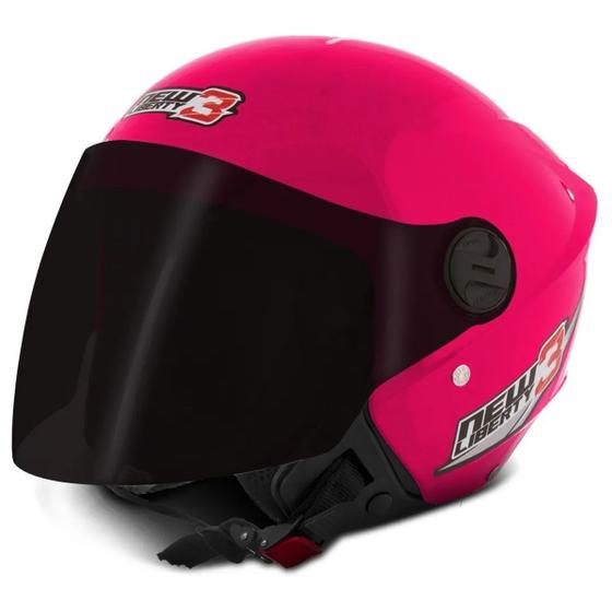 Imagem de Capacete New Liberty Tree Com Viseira Fumê Aberto Rosa Pro Tork Barato Tamanhos 56 58 60