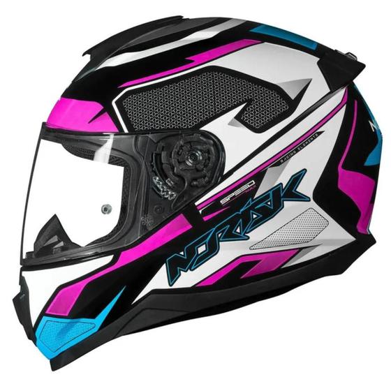 Imagem de Capacete Norisk Fechado Razor Speedmax Preto Branco Rosa