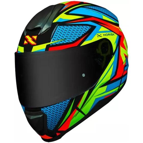 Imagem de Capacete Norisk Razor Sharp Preto Amarelo azul e Laranja