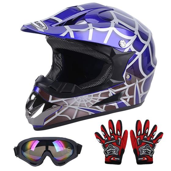 Imagem de Capacete Oumurs DOT Youth Dirt Bike Kids 5-14 com luvas e óculos