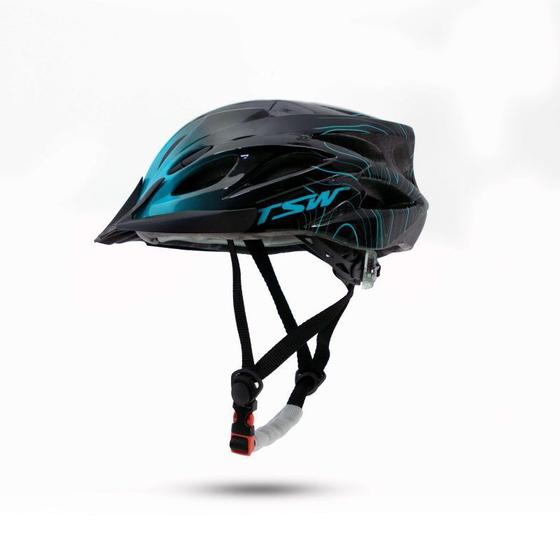 Imagem de Capacete Para Ciclismo Raptor 3 Com LED e Viseira Tamanho M 54 a 58cm Preto e Azul Tsw