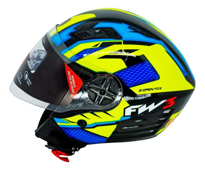 Imagem de Capacete Para Moto Aberto X Open Up Fox Fw3 Óculos Interno