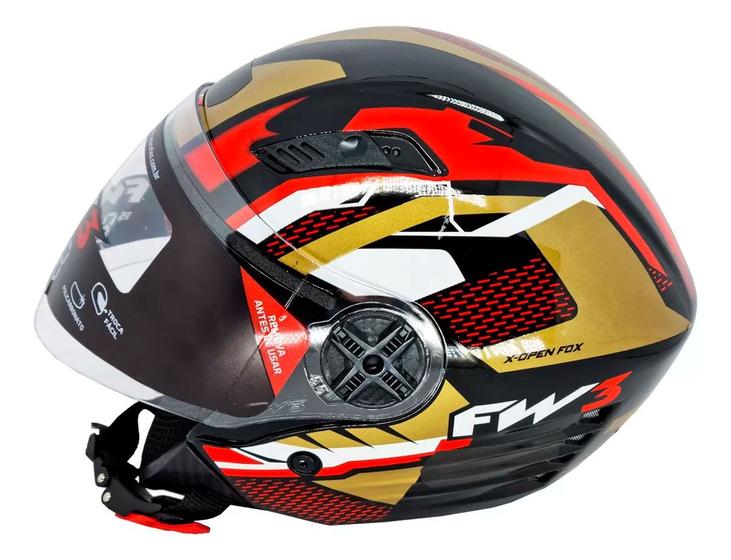 Imagem de Capacete Para Moto Aberto X Open Up Fox Fw3 Óculos Interno