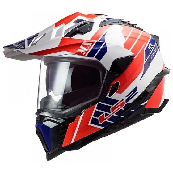 Imagem de Capacete Para Moto Ls2 Racing Explorer Mx701 Tamanho L 59 60 Branco Vermelho