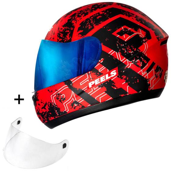 Imagem de Capacete Para Moto + Viseira Azul Colorida Peels Spike Mob 