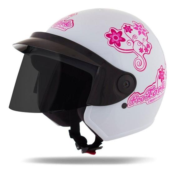 Imagem de Capacete Para Motociclista Feminino Aberto Novo Pro Tork Liberty 3 For Girls com viseira fumê