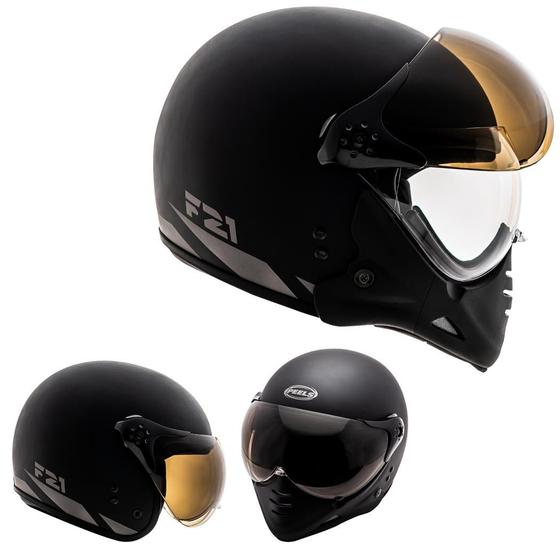 Imagem de Capacete Peels F21 Classic Preto Fosco Aberto Com Queixeira