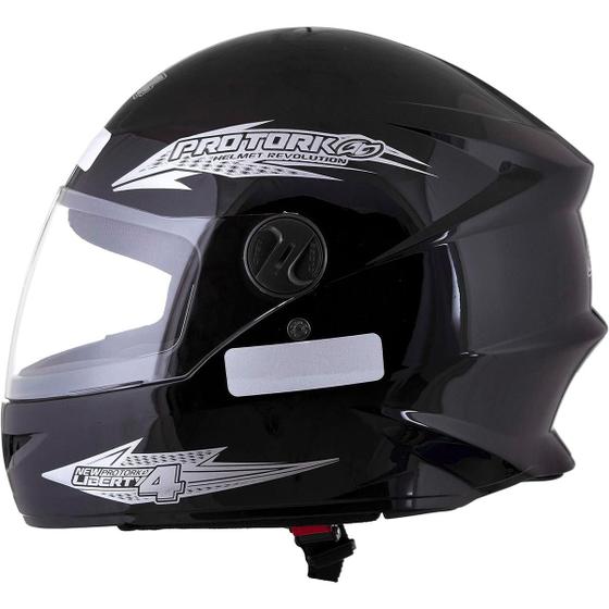 Imagem de Capacete Preto Tamanho 60 ProTork Viseira Cristal Casco Em ABS E Cinta Jugular Com Fecho Revestido Em EPS