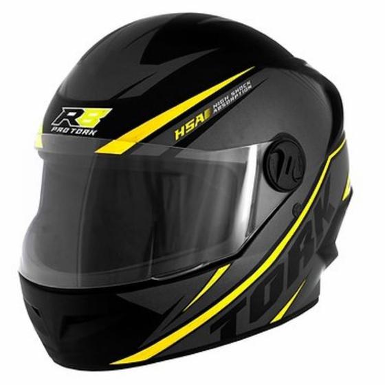 Imagem de Capacete  R8 Preto e Amarelo Tamanho 60 Pro Tork - CAP-569CZAM