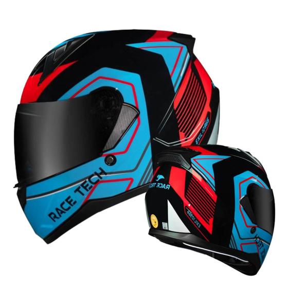 Imagem de Capacete race tech sector exilio preto/vermelho/azul 56/s - motociclista - motoqueiro - masculino - feminino