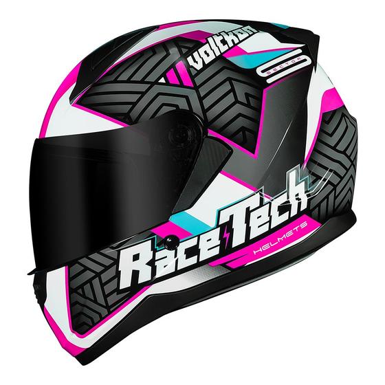 Imagem de Capacete Race Tech Sector Voltkon Branco e Rosa