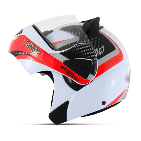 Imagem de Capacete Robocop Articulado ProTork V-pro Jet 2 Carbon Branco