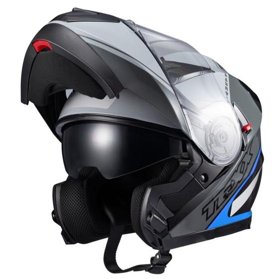 Imagem de Capacete Robocop Articulado Texx Gladiator V3 Makan Azul