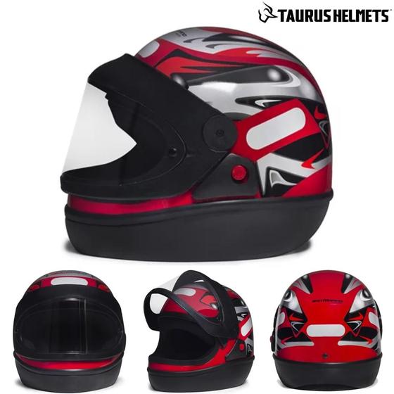 Imagem de Capacete San Marino Vermelho Grafic Masculino e Feminino Original Taurus