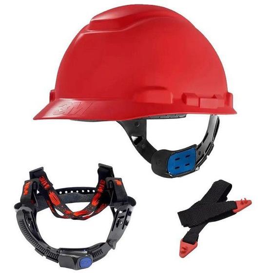 Imagem de Capacete Segurança 3M H700 C/ Jugular Eletricista Engenheiro Vermelho