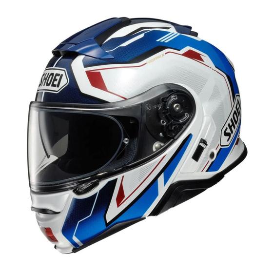 Imagem de Capacete Shoei Neotec 2 Respect TC-1 Branco com detalhes em azul e vermelho