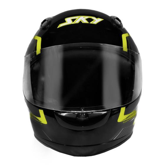 Imagem de Capacete Sky Gamma Preto Brilho Transf Verde/amarelo 58