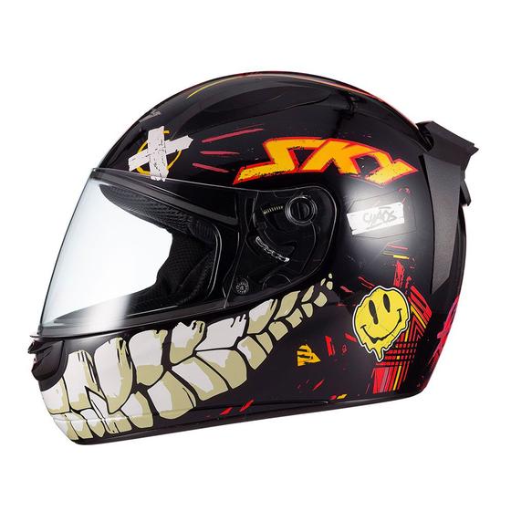 Imagem de Capacete Sky Two Chaos Preto Brilho Transf Laranja 58